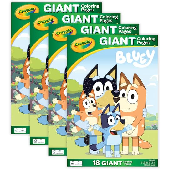 Crayola; Crayola® Bluey Giant Coloring Pages, 4 Packs of 18; Category:Coloring Books; Image:1